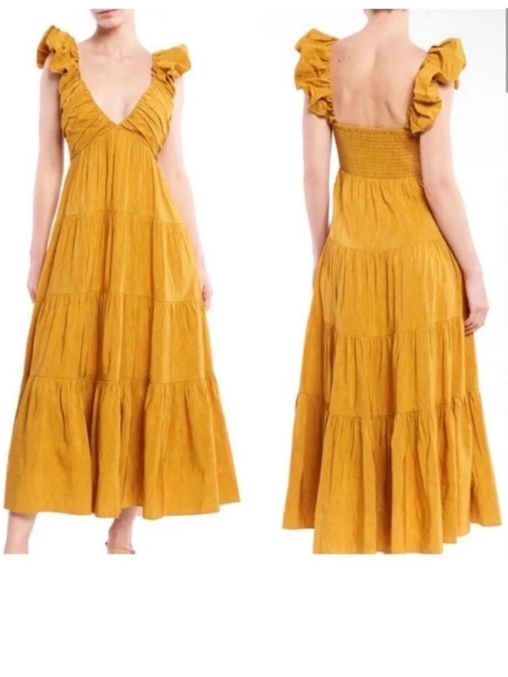 Jason Wu NWT Tiered Linen Blend Pleated Maxi Dress Black Womens
Size Large $385